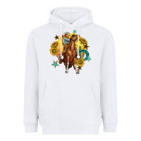 White bucking horse with cowboy and sunflower Heavyweight Hoodie - texasbilliewilder