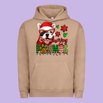 Merry Pawmas Christmas French Bulldog Urban Hoodie Designed By Jasminsmagicworld