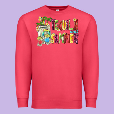 Tequila And Summer Premium Sweatshirt Designed By Texasbilliewilder