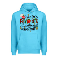 Ocean Blue santa's favorite educational assistant Premium Hoodie - AdoDesignShop