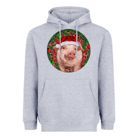 Heather Grey Pig Christmas Heavyweight Hoodie - RanaPortraitStore