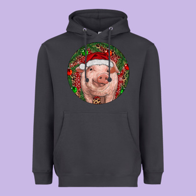 Heavyweight Hoodie Pig Christmas