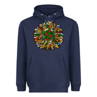 Navy Leopard Christmas Sunflower Heavyweight Hoodie - RanaPortraitStore