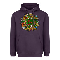 Plum Leopard Christmas Sunflower Heavyweight Hoodie - RanaPortraitStore