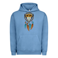 Pigment Pebble Blue dreamer catcher bull skull Urban Hoodie - JahusDesignShop