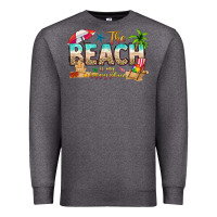 Charcoal Heather the beach is my happy place Premium Sweatshirt - texasbilliewilder