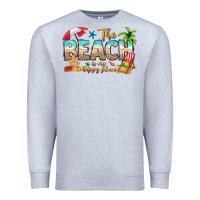 Heather Grey the beach is my happy place Premium Sweatshirt - texasbilliewilder