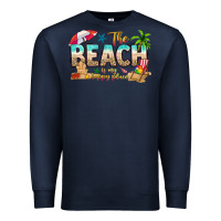 Navy the beach is my happy place Premium Sweatshirt - texasbilliewilder