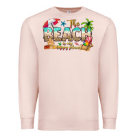 Pale Pink the beach is my happy place Premium Sweatshirt - texasbilliewilder