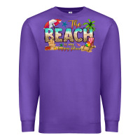 Purple the beach is my happy place Premium Sweatshirt - texasbilliewilder