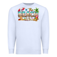 White the beach is my happy place Premium Sweatshirt - texasbilliewilder
