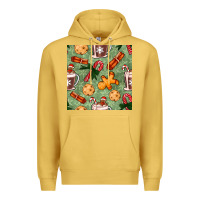 Antique Gold christmas hot chocolate and cookies seamless pattern Premium Hoodie - BundleAndBundleShop