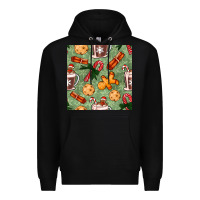 Black christmas hot chocolate and cookies seamless pattern Premium Hoodie - BundleAndBundleShop