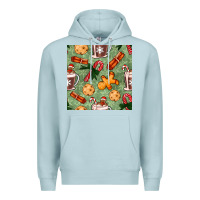 Blue Mist christmas hot chocolate and cookies seamless pattern Premium Hoodie - BundleAndBundleShop