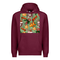 Burgundy christmas hot chocolate and cookies seamless pattern Premium Hoodie - BundleAndBundleShop