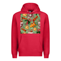 Cardinal christmas hot chocolate and cookies seamless pattern Premium Hoodie - BundleAndBundleShop