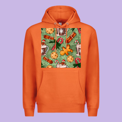 Christmas Hot Chocolate And Cookies Seamless Pattern Premium Hoodie Designed By Bundleandbundleshop