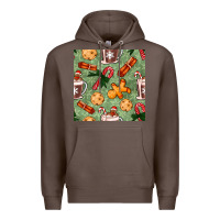 Coffee christmas hot chocolate and cookies seamless pattern Premium Hoodie - BundleAndBundleShop