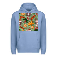 Colony Blue christmas hot chocolate and cookies seamless pattern Premium Hoodie - BundleAndBundleShop