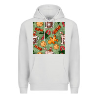 Dove Grey christmas hot chocolate and cookies seamless pattern Premium Hoodie - BundleAndBundleShop