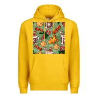 Lemon christmas hot chocolate and cookies seamless pattern Premium Hoodie - BundleAndBundleShop