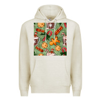 Oatmeal Heather christmas hot chocolate and cookies seamless pattern Premium Hoodie - BundleAndBundleShop