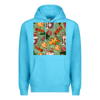 Ocean Blue christmas hot chocolate and cookies seamless pattern Premium Hoodie - BundleAndBundleShop