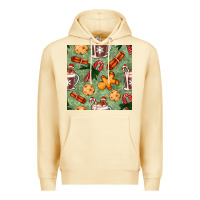 Pina Colada christmas hot chocolate and cookies seamless pattern Premium Hoodie - BundleAndBundleShop