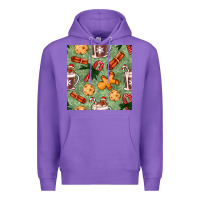 Purple christmas hot chocolate and cookies seamless pattern Premium Hoodie - BundleAndBundleShop