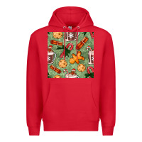 Red christmas hot chocolate and cookies seamless pattern Premium Hoodie - BundleAndBundleShop