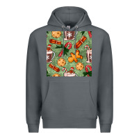 Rock christmas hot chocolate and cookies seamless pattern Premium Hoodie - BundleAndBundleShop
