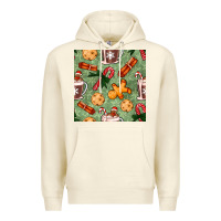 Sandshell christmas hot chocolate and cookies seamless pattern Premium Hoodie - BundleAndBundleShop
