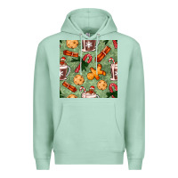 Seafoam christmas hot chocolate and cookies seamless pattern Premium Hoodie - BundleAndBundleShop