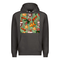 Smoke christmas hot chocolate and cookies seamless pattern Premium Hoodie - BundleAndBundleShop