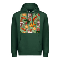 Sports Green christmas hot chocolate and cookies seamless pattern Premium Hoodie - BundleAndBundleShop