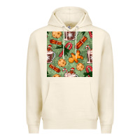 Tofu christmas hot chocolate and cookies seamless pattern Premium Hoodie - BundleAndBundleShop