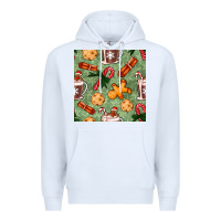 White christmas hot chocolate and cookies seamless pattern Premium Hoodie - BundleAndBundleShop