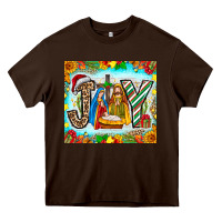 Chocolate Brown joy jesus Heavy Core Tee - CowhideDigitalArt