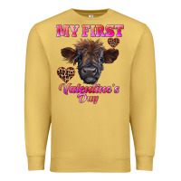 Antique Gold my first valentine's day highland calf Premium Sweatshirt - RanaPortraitStore