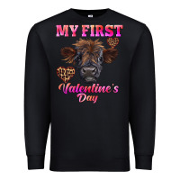 Black my first valentine's day highland calf Premium Sweatshirt - RanaPortraitStore