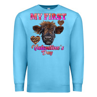 Ocean Blue my first valentine's day highland calf Premium Sweatshirt - RanaPortraitStore