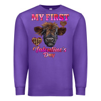 Purple my first valentine's day highland calf Premium Sweatshirt - RanaPortraitStore