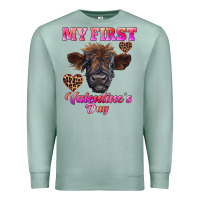 Seafoam my first valentine's day highland calf Premium Sweatshirt - RanaPortraitStore