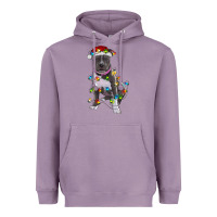 Lavender Pitbull With Christmas Lights Heavyweight Hoodie - RanaPortraitStore