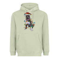 Matcha Pitbull With Christmas Lights Heavyweight Hoodie - RanaPortraitStore