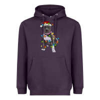Plum Pitbull With Christmas Lights Heavyweight Hoodie - RanaPortraitStore