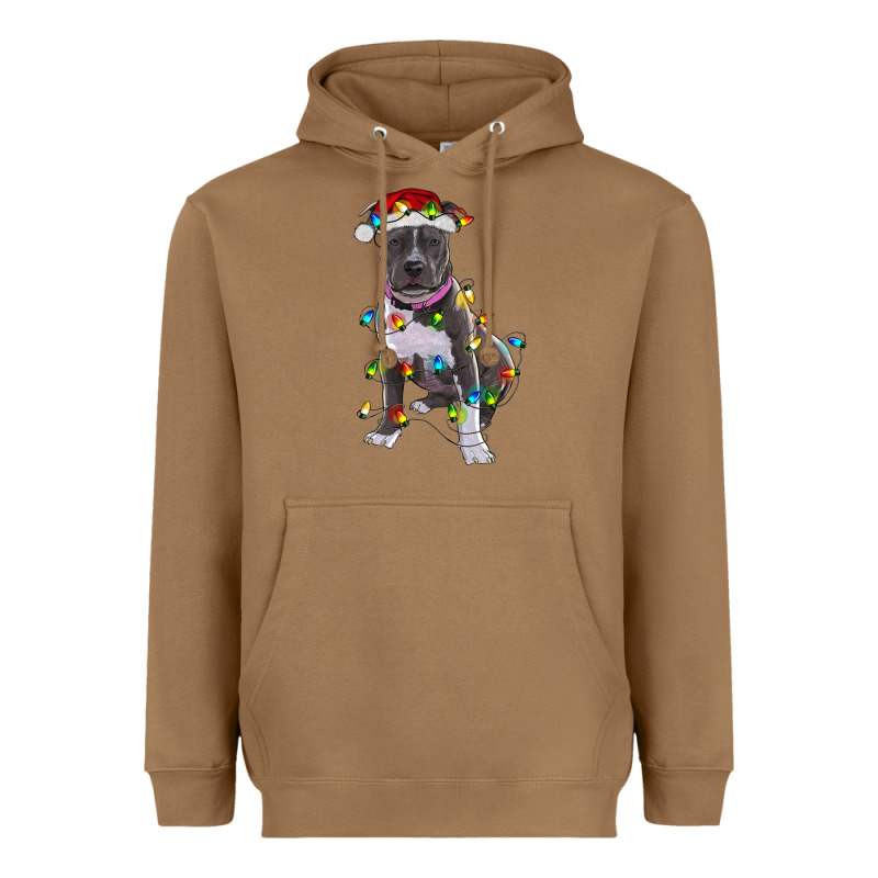Pitbull With Christmas Lights Heavyweight Hoodie by RanaPortraitStore | Teevron