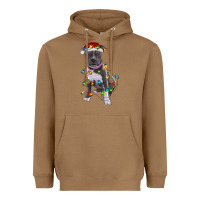 Toasted Coconut Pitbull With Christmas Lights Heavyweight Hoodie - RanaPortraitStore