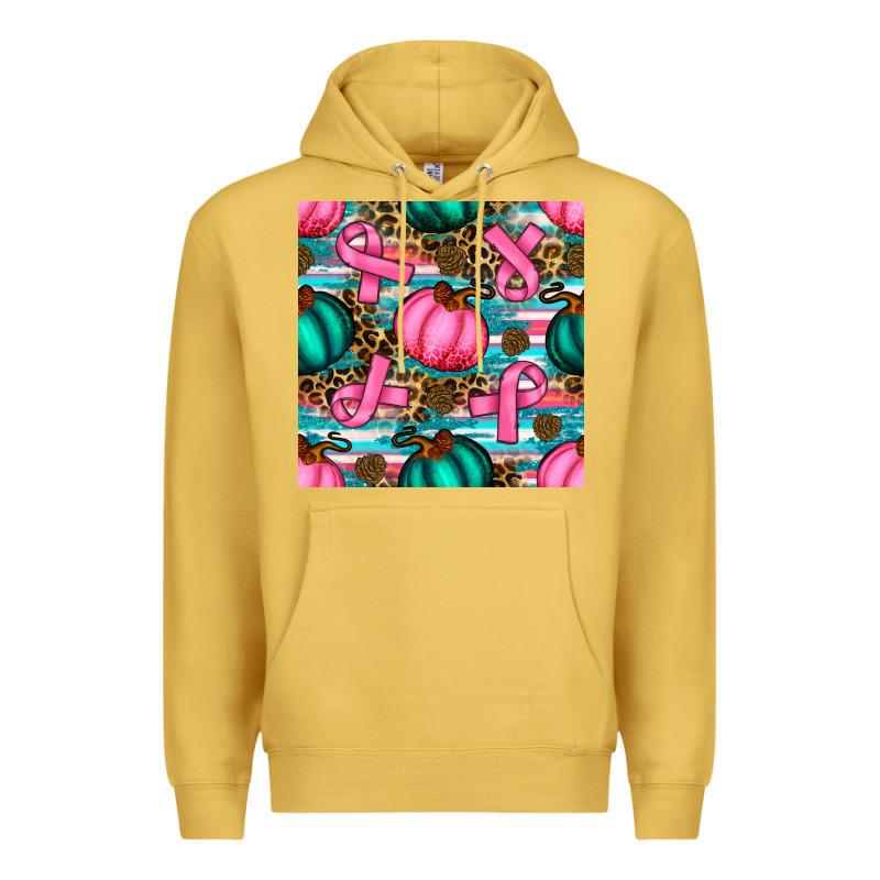 Breast Cancer Awareness With Pumpkins Seamless Pattern Premium Hoodie by BundleAndBundleShop | Teevron
