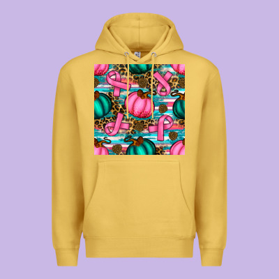 Breast Cancer Awareness With Pumpkins Seamless Pattern Premium Hoodie Designed By Bundleandbundleshop